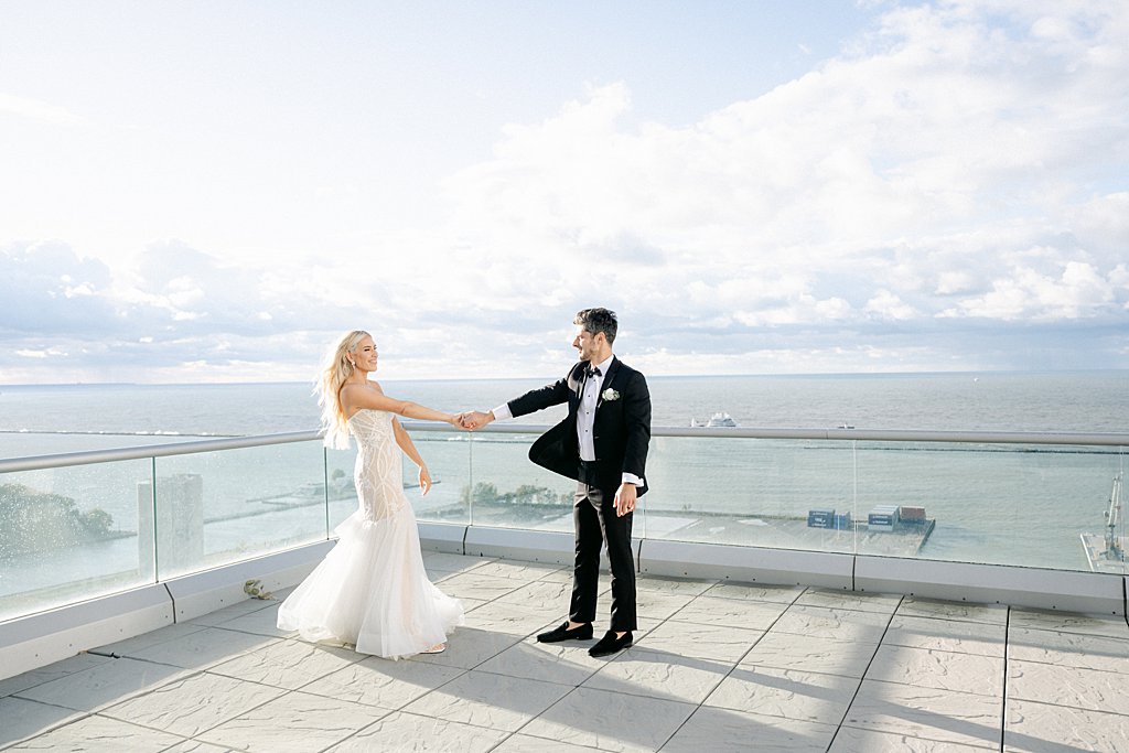Bride and Groom at Lago East Bank in the Flats in Cleveland