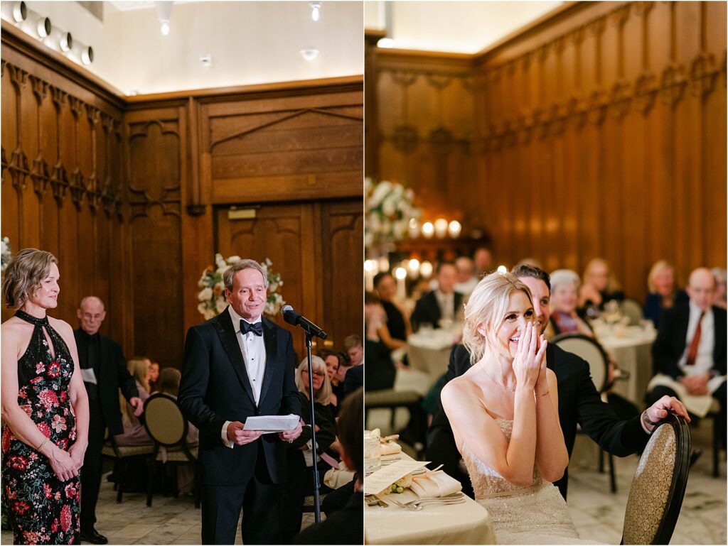 Bride and Groom Toasts at their Wedding at The Chicago Athletic Association White City Ballroom