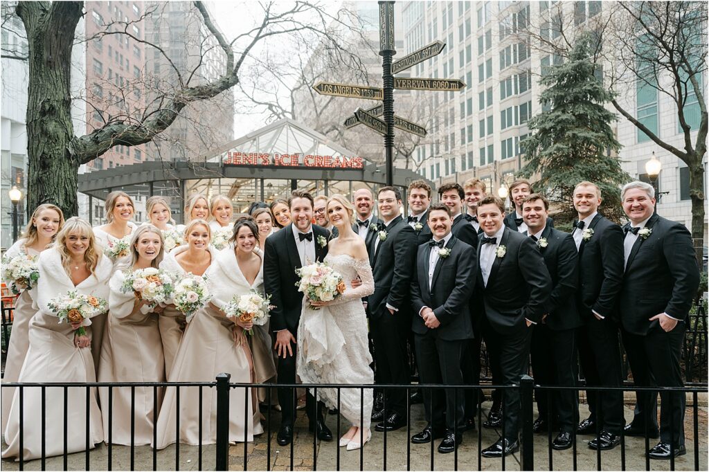 Bridal Party photos at Jeni's Ice Cream in downtown Chicago