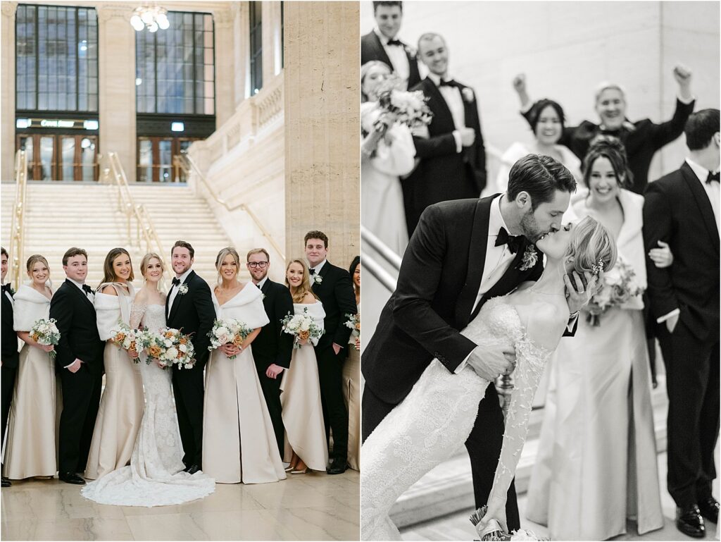 Wedding Bridal Party Photos at Union Station in Chicago