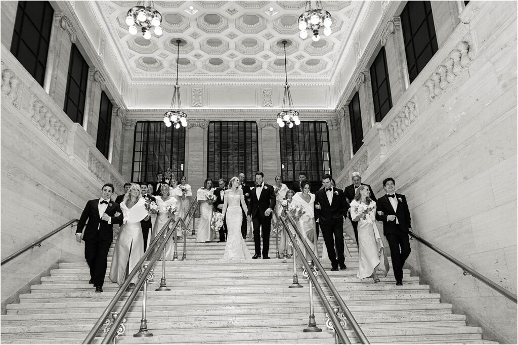 Wedding Bridal Party Photos at Union Station in Chicago