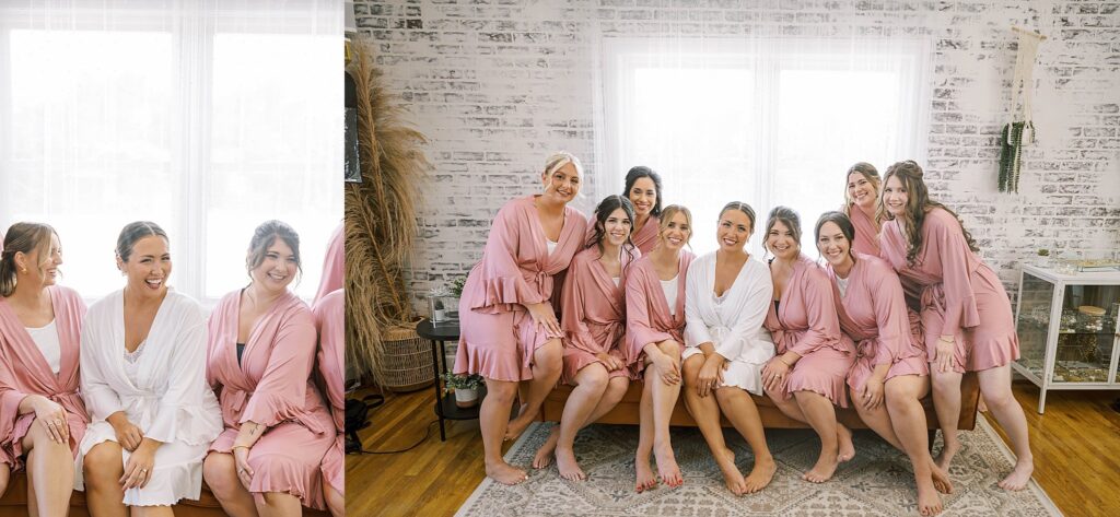 Bridesmaids in matching robes