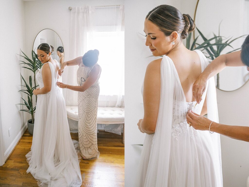 bride getting dressed
