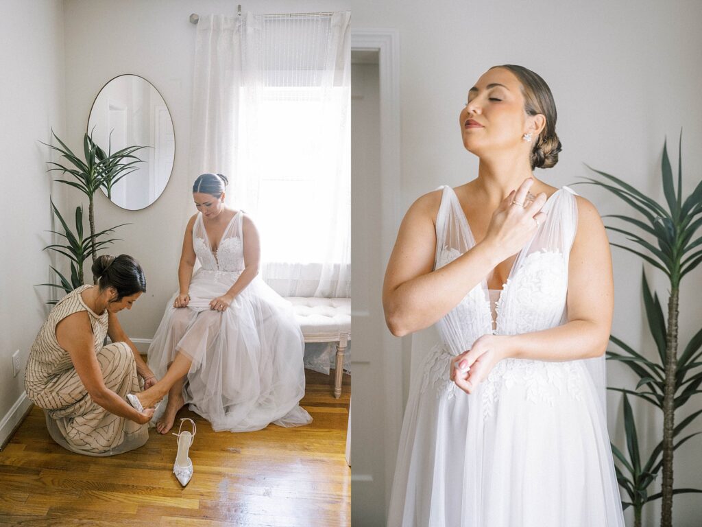 bride putting on perfume