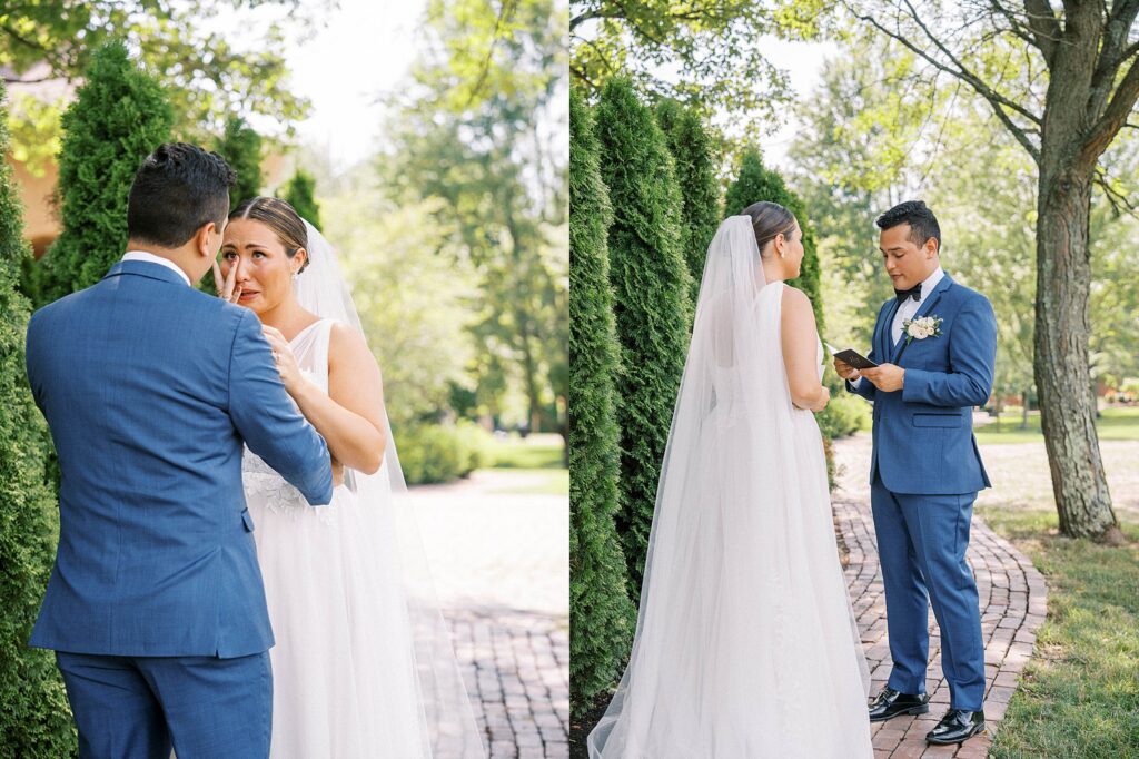 BRIDE AND GROOM READING PRIVATE VOWS