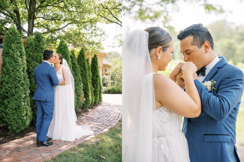 BRIDE AND GROOM KISSING