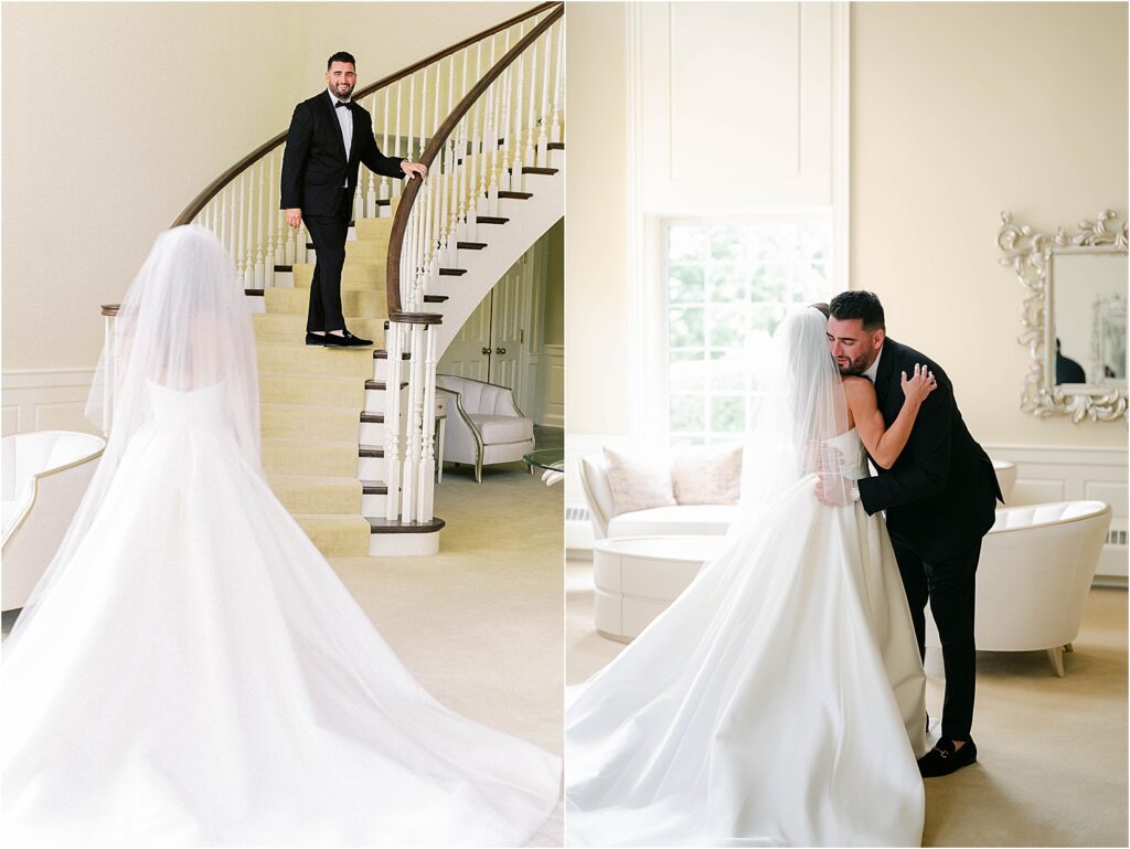 bride and groom first look