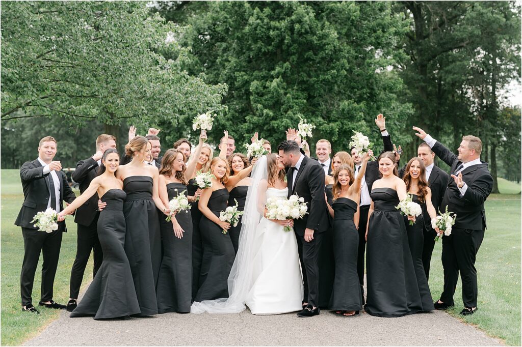 bridal party cheering