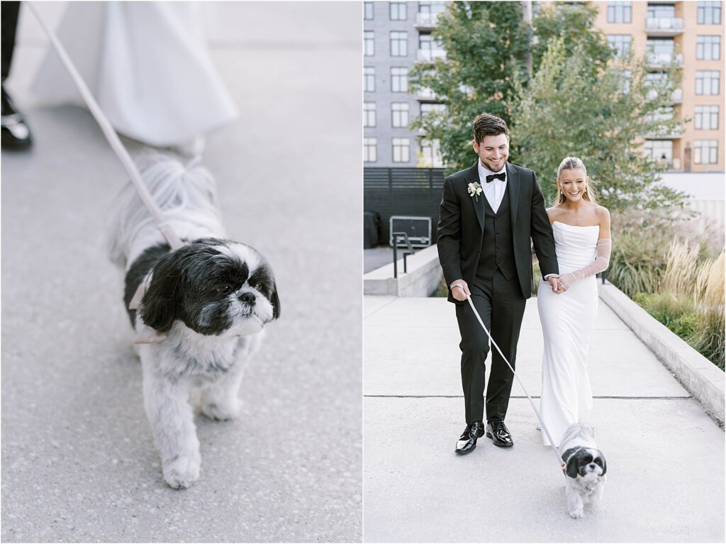 Bride and Groom with their dog