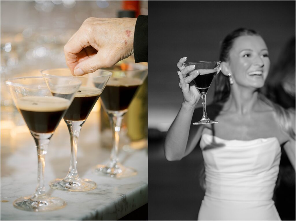 Bride with an espresso martini